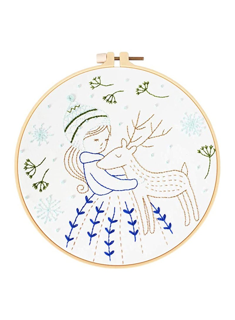 SOLARAE Embroidery Starter Kit with Pattern, Instructions, 3 Sets Cross Stitch Kit Include Embroidery Clothes with Plants Flowers Pattern, 3 Embroidery Hoops, Color Threads and Tools, Dreaming Girl - Image 3