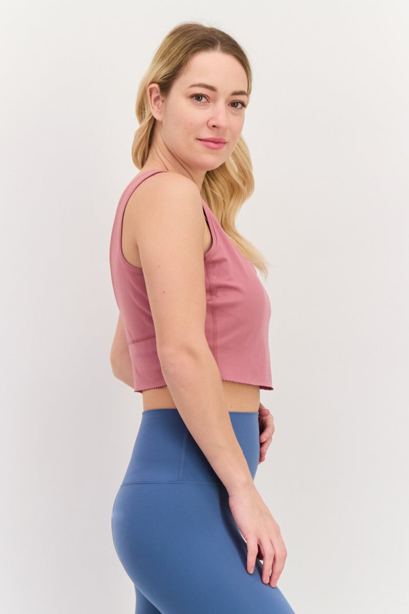 SKECHERS Women Brand Logo Light Padded Sports Bra, Mauve - Image 4