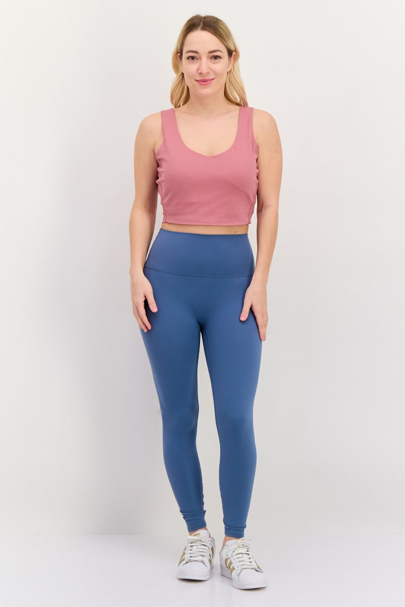 SKECHERS Women Brand Logo Light Padded Sports Bra, Mauve - Image 4