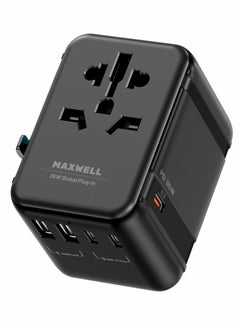 Maxwell Electronics Maxwell 35W GaN Universal International Travel Adapter with 5 Port AC Travel Adapter Fast Charging Worldwide AC Outlet Plugs for USA, New Zealand, UK, Europe Travel Adapter  - Image 1