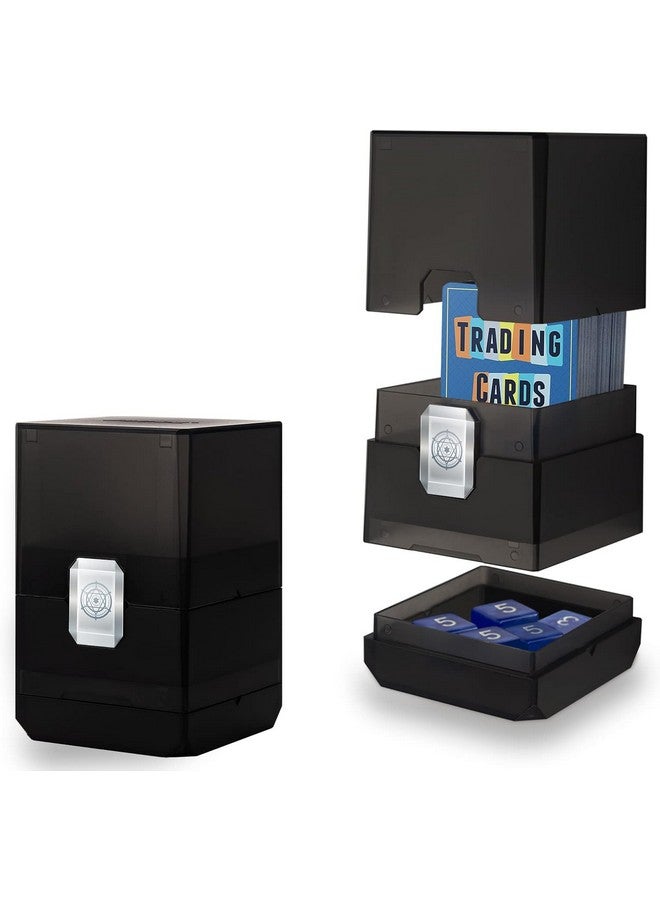 Sooez Deck Card Box for MTG with Dice Storage, 100+ Deck Case Boulder, Perfect Deck Holder for MTG Commander, Black - Image 1