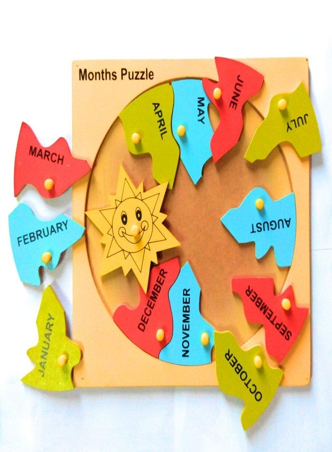 Futurez Key� �Wooden Month's Name Multicolour Kids Jigsaw Puzzle Tray Game, Educational Learning Toy for Children - Image 2