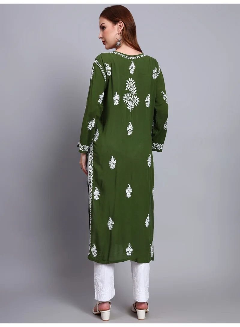 Alaya Women Chikankari Hand Embroidered Modal Kurta -AL4042