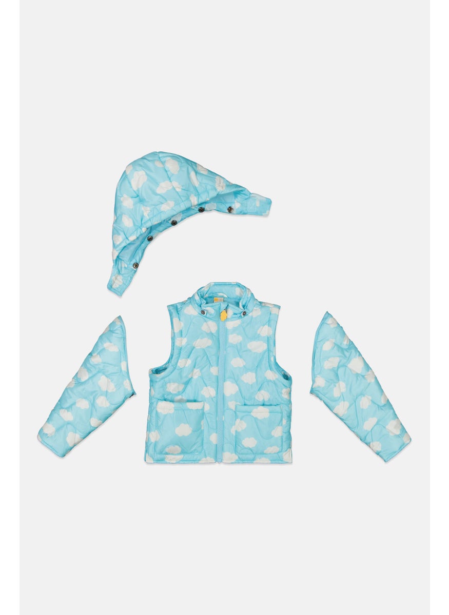 Tchibo Toddlers Girl Quilted Jacket, Light Blue/white  - Image 3