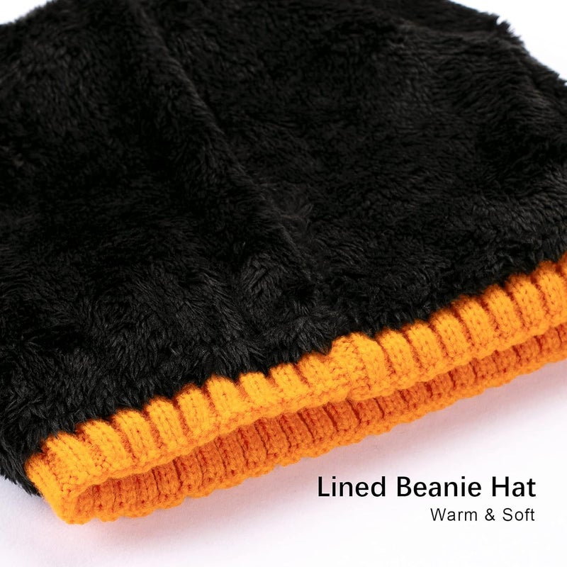 Vgogfly Lined Men Beanie Slouchy Knit Skull Cap Warm Stocking Hats Guys Women Striped Winter Beanie Hat - Image 4