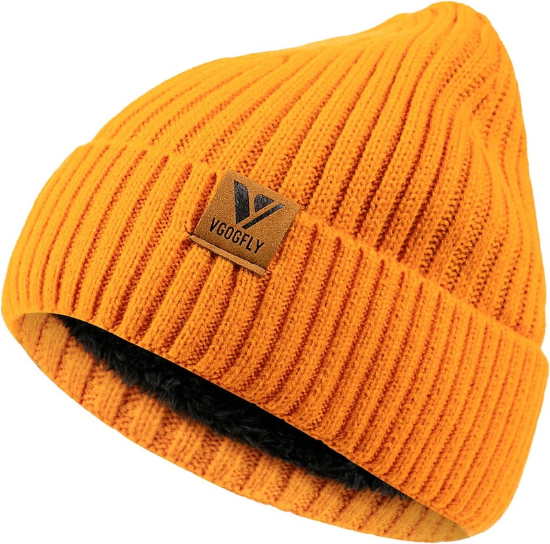 Vgogfly Lined Men Beanie Slouchy Knit Skull Cap Warm Stocking Hats Guys Women Striped Winter Beanie Hat - Image 2