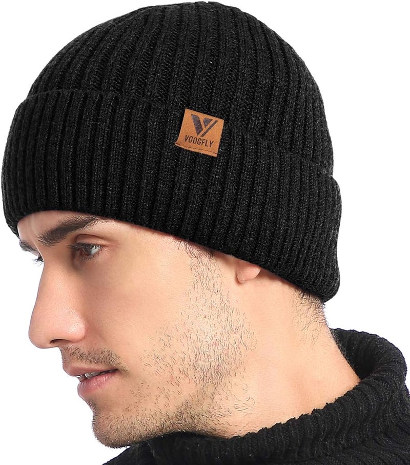 Vgogfly Lined Men Beanie Slouchy Knit Skull Cap Warm Stocking Hats Guys Women Striped Winter Beanie Hat - Image 5