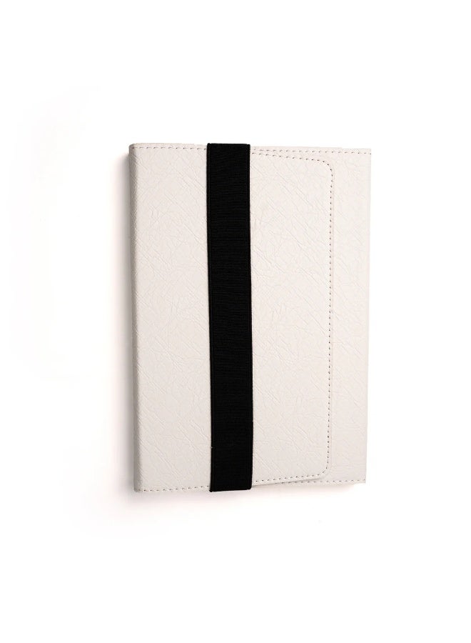 Premium Minimalist Notebook with Elastic Closure Band, Soft Leather Cover Executive Diary Journal for Office, Travel & Corporate Gifts – White - Image 1
