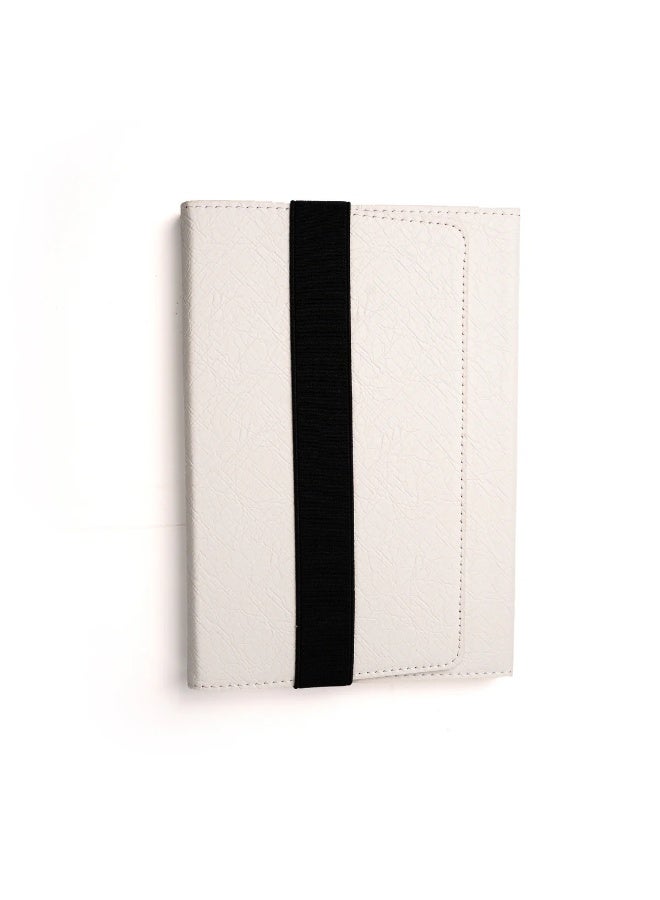 Premium Minimalist Notebook with Elastic Closure Band, Soft Leather Cover Executive Diary Journal for Office, Travel & Corporate Gifts – White - Image 3