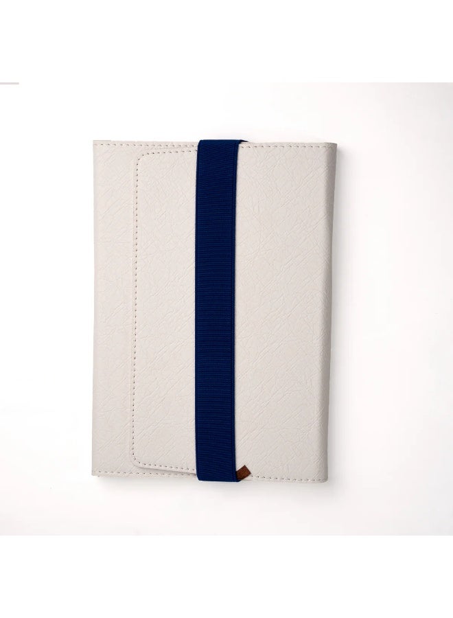 Premium Minimalist Notebook with Elastic Closure Band, Soft Leather Cover Executive Diary Journal for Office, Travel & Corporate Gifts – White - Image 2