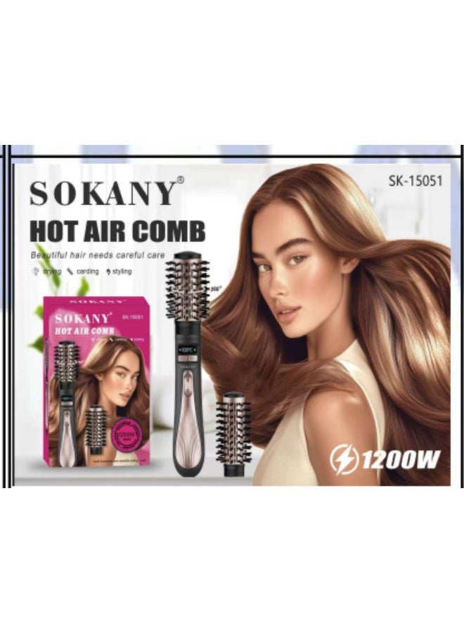 Sokany 2-in-1 Digital Rotating Hair Dryer Brush, 1200W, for Frizz Treatment, Hair Styling, Drying, and Straightening (Sokany's Advanced Technology) SK-15051 - Image 2