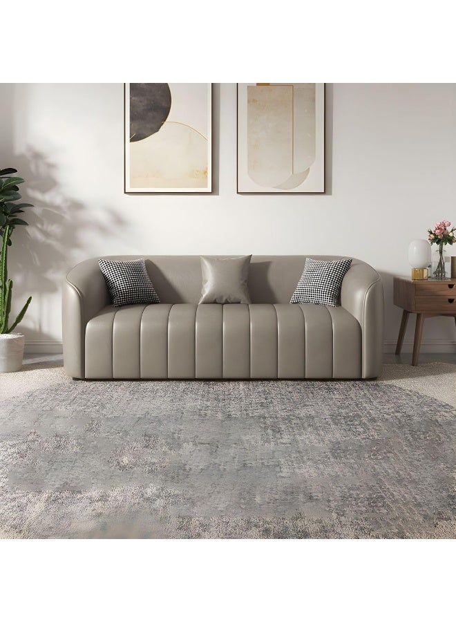 Poppins Home Contemporary Three-Seater Sofa with Tuxedo-Style Design and Sleek Faux Leather Upholstery  - Image 1