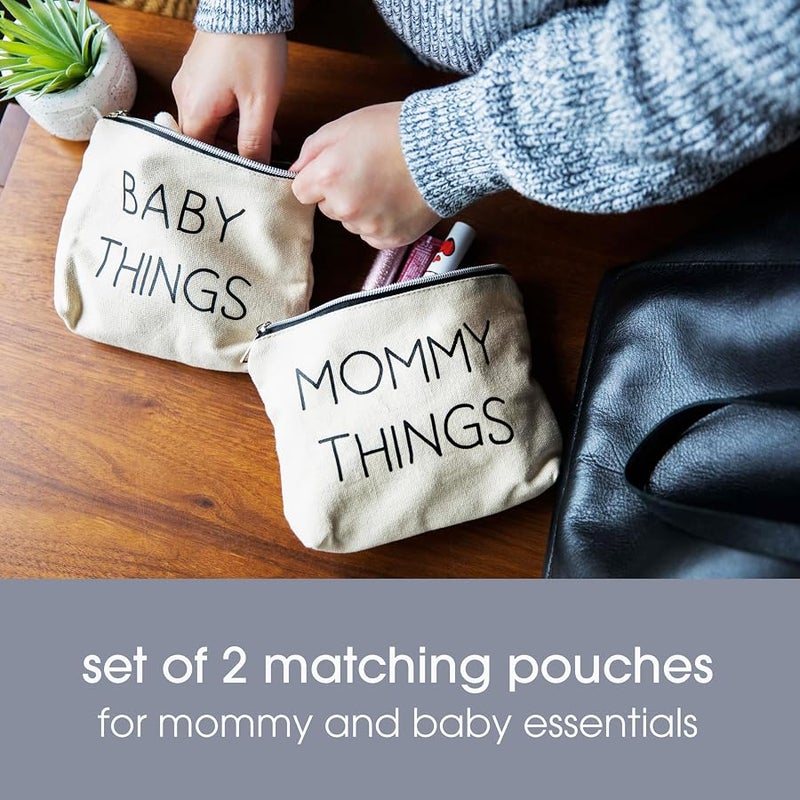 pearhead Mommy and Baby Canvas Pouch Set, Matching Travel Cases, Mother’s Day Keepsake for New Mothers and Expecting Moms - Image 2