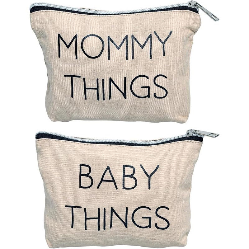 pearhead Mommy and Baby Canvas Pouch Set, Matching Travel Cases, Mother’s Day Keepsake for New Mothers and Expecting Moms - Image 1
