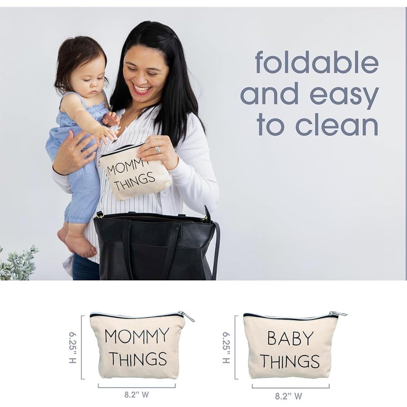 pearhead Mommy and Baby Canvas Pouch Set, Matching Travel Cases, Mother’s Day Keepsake for New Mothers and Expecting Moms - Image 3