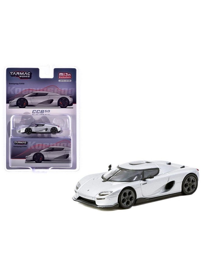 1:64 Scale Diecast Model Car Compatible with Koenigsegg CC850 Sliver Limited Edition by Tarmac T64G-TL051-SL  - Image 1