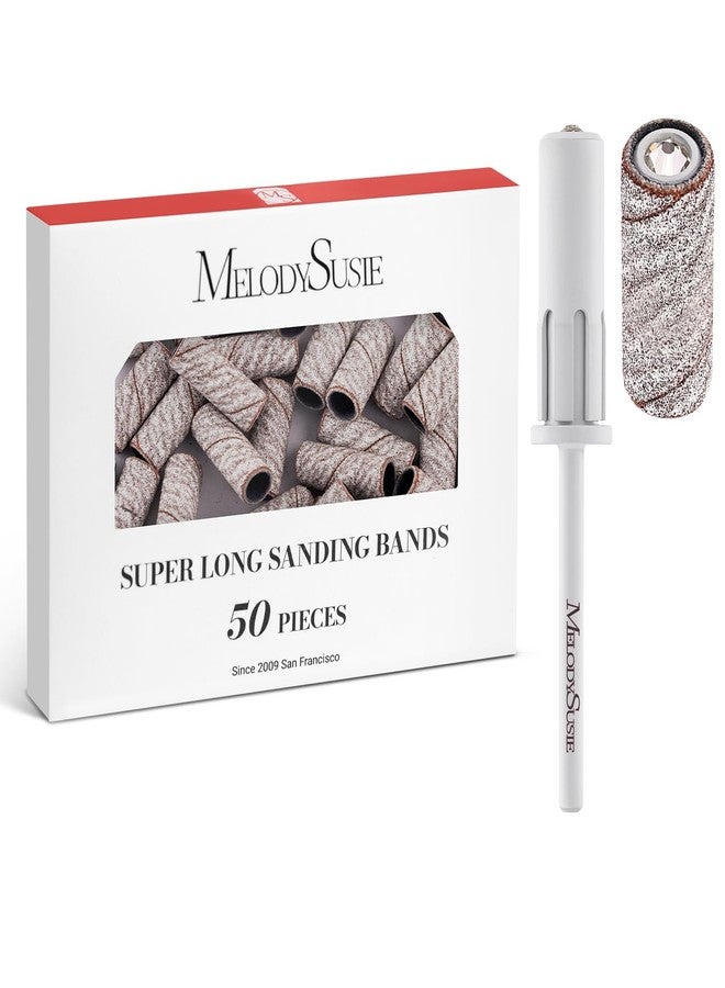 MelodySusie 50 Pcs Nail Drill Bits Super Long Sanding Bands with 6.65mm Crystal Mandrel Bit, 120 Medium Grit Nail File for Acrylic Nails Gel Manicures and Pedicure, Zebra - Image 1