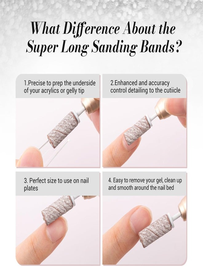 MelodySusie 50 Pcs Nail Drill Bits Super Long Sanding Bands with 6.65mm Crystal Mandrel Bit, 120 Medium Grit Nail File for Acrylic Nails Gel Manicures and Pedicure, Zebra - Image 4