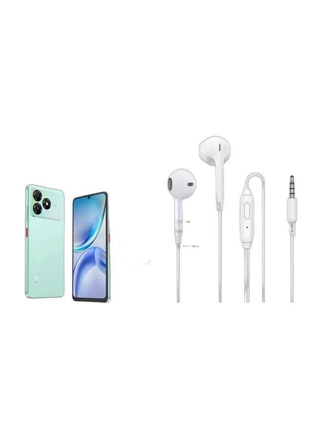 ZTE Mobile Blade A36 Dual SIM Aqua Green 4GB+8GB RAM 128GB 4G - Middle East Version & Riversong MelodyJ+ EA159 Wired Earphones with 3.5mm Audio Jack – Very Deep Bass, High Fidelity Stereo Sound, Built-in Microphone, Noise Reduction, Inline Remote Control – White Bundle - Image 4