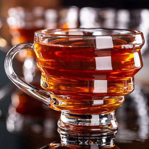 Mevanta Premium Glass Tea and Coffee Cup 210ML Set of 6 Transparent Glass Cups Set for Milk Cup, Hot/Cold Drinks Cups, Herbal Tea, Green Tea, Lemon Tea Cup Set for Ideal Gift Uses (6, BX-21) - Image 3