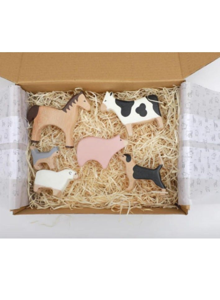 بيرتش آند باغز لعبة خشبية، حيوانات المزرعة للأطفال/الرضع، هدية تعليمية وآمنة من مونتيسوري - Image 2