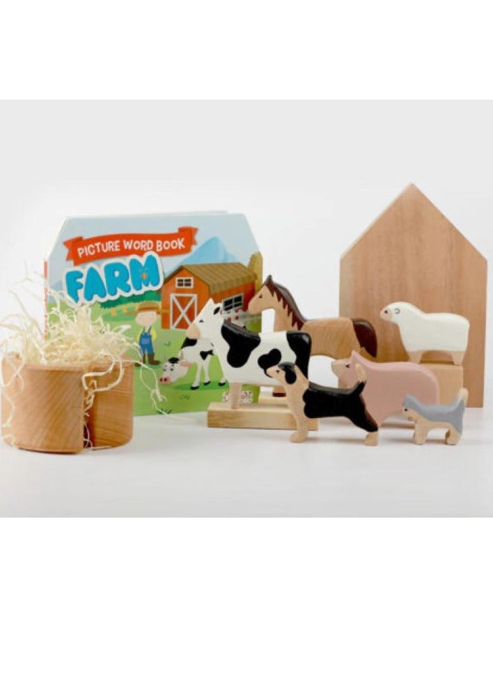 بيرتش آند باغز لعبة خشبية، حيوانات المزرعة للأطفال/الرضع، هدية تعليمية وآمنة من مونتيسوري - Image 4