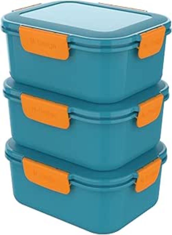 M-Design — Fresco™ Lunch Box 2.1L — Pack of 3 — Teal/Orange