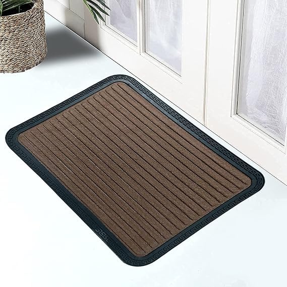 SR CREATIONS SR CREATIONS Polypropylene Rectangular Rubber Door Mat Waterproof Anti Skid Rug for Bathroom Home Office Floor Restaurant Hotel Living Room Enterance Multipurpose Runner 40 x 60 cm Brown