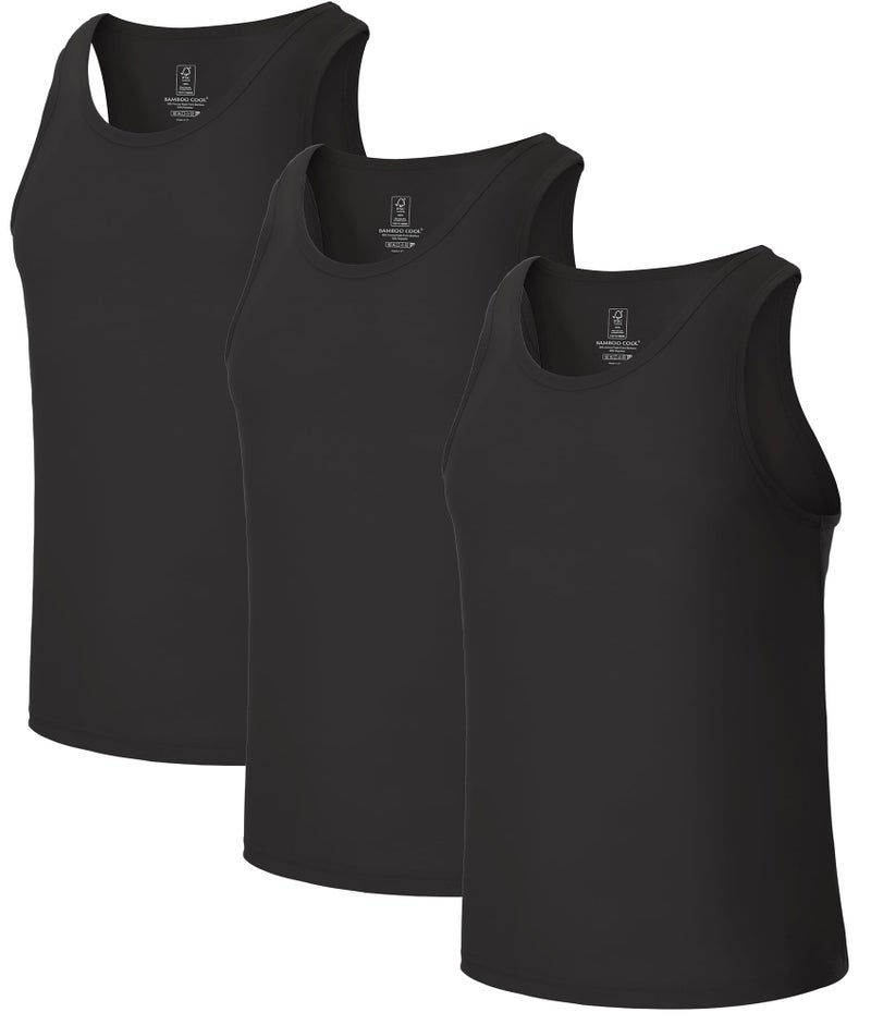 BAMBOO COOL Mens Tank Top Undershirts Moisture Wicking Breathable Fitted Ruglar Fit T Shirts for Men 3 Pack - Image 2