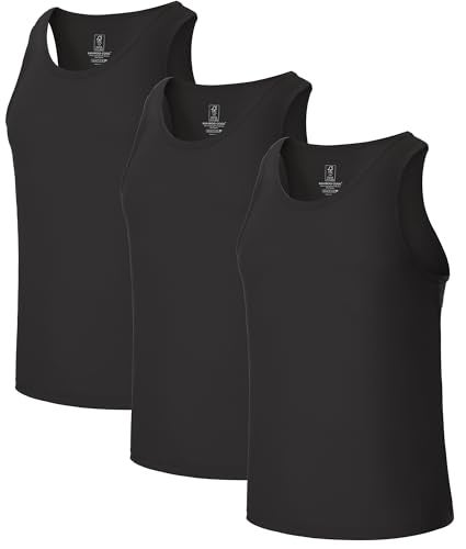 BAMBOO COOL Mens Tank Top Undershirts Moisture Wicking Breathable Fitted Ruglar Fit T Shirts for Men 3 Pack - Image 1