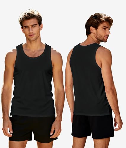 BAMBOO COOL Mens Tank Top Undershirts Moisture Wicking Breathable Fitted Ruglar Fit T Shirts for Men 3 Pack - Image 3