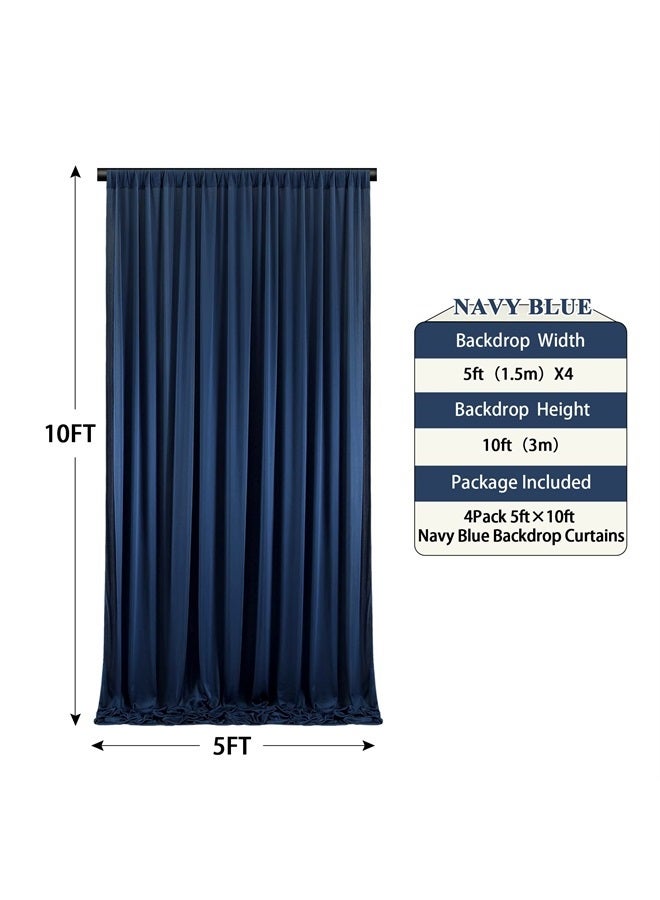 20ft×10ft Wrinkle Free Navy Blue Backdrop Curtain for Wedding Party 4 Panels 5ft×10ft Navy Blue Polyester Drapes for Backdrop Curtains Deco Birthday Baptism Baby Party Photography Home