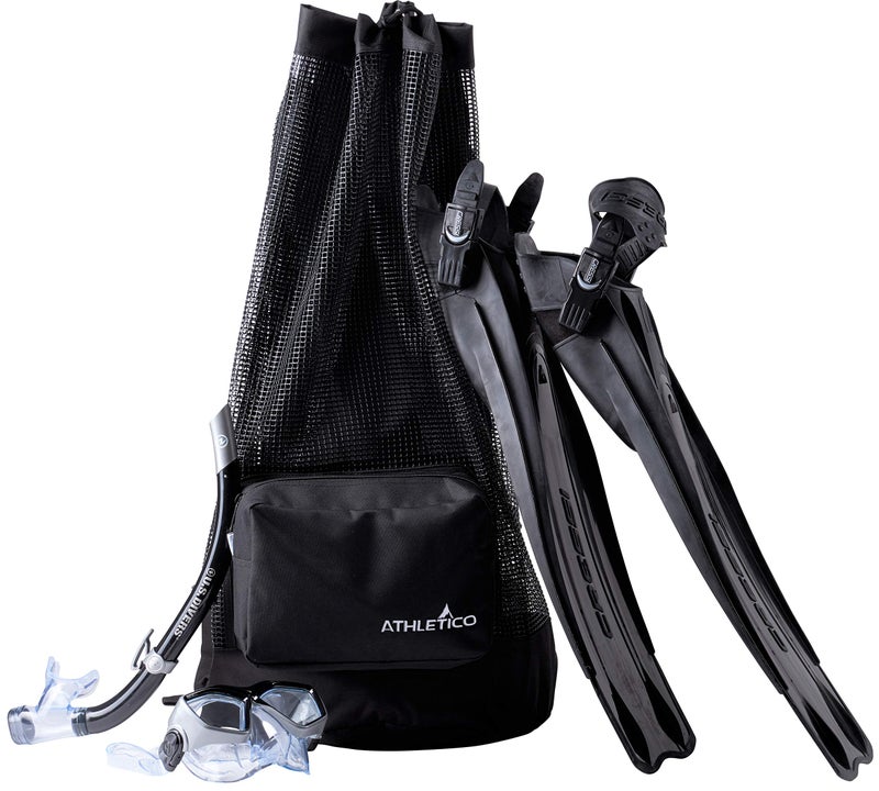 Athletico Scuba Diving Bag - XL Mesh Travel Backpack for Scuba Diving and Snorkeling Gear & Equipment - Dry Bag Holds Mask, Fins, Snorkel, and More (Black) - Image 1