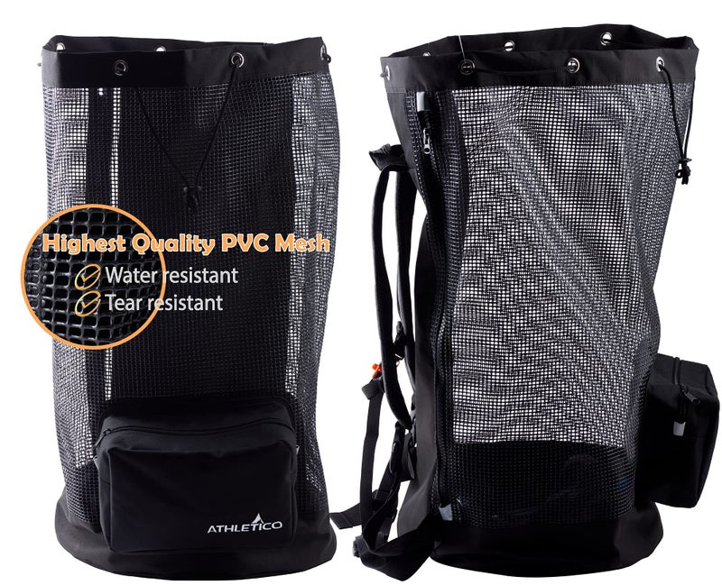 Athletico Scuba Diving Bag - XL Mesh Travel Backpack for Scuba Diving and Snorkeling Gear & Equipment - Dry Bag Holds Mask, Fins, Snorkel, and More (Black) - Image 3