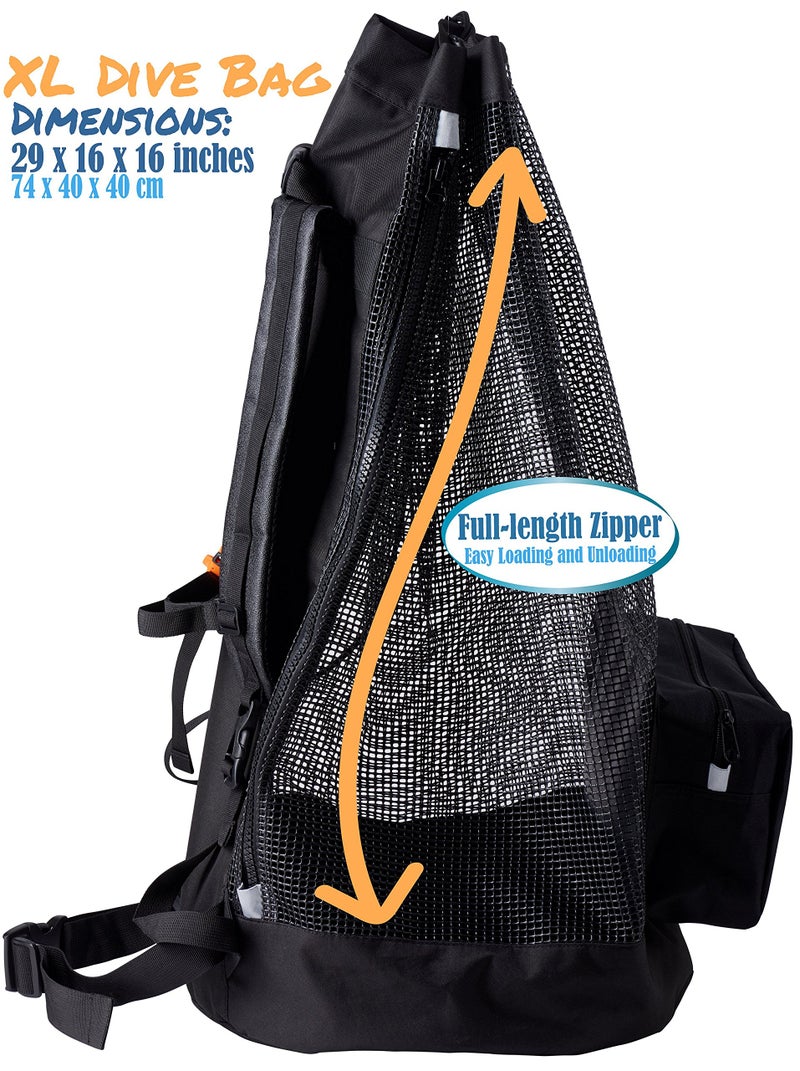 Athletico Scuba Diving Bag - XL Mesh Travel Backpack for Scuba Diving and Snorkeling Gear & Equipment - Dry Bag Holds Mask, Fins, Snorkel, and More (Black) - Image 5