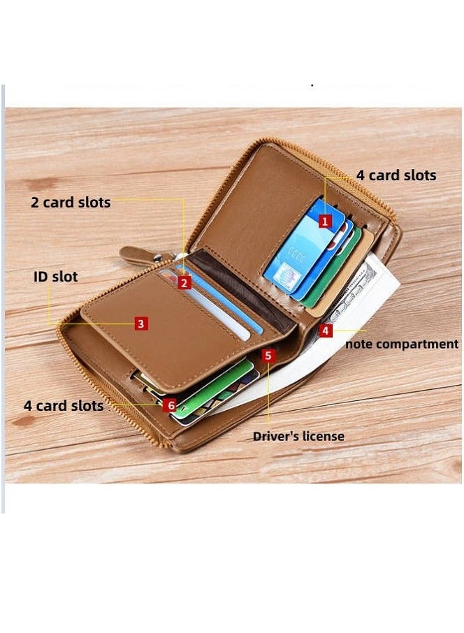 AIKS KANGAROO Men's short zippered wallet with multiple card slots,Multifunctional Card Bag,Men's Wallet Anti-theft Brush Wallet,Gift for men ,Gift for Ramadan to men，Ramadan Gift - Image 5