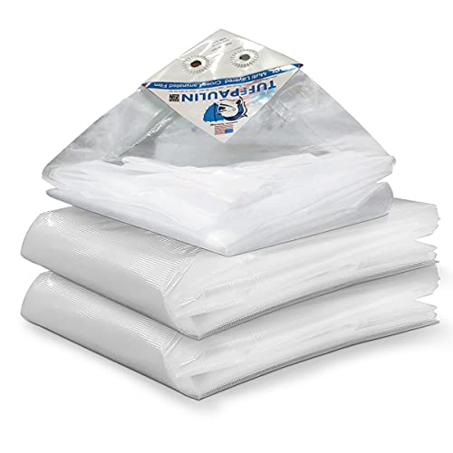 TUFFPAULIN 6FT X 6FT 120 GSM White Tarpaulin Tirpal Tadpatri Tharpai Thadika, Extra Strong, Reinforced Eyelets, UV Resistant, 100% Waterproof Virgin, 6 Layer MLCL 3D Rib Technology-1 No., Plastic - Image 1