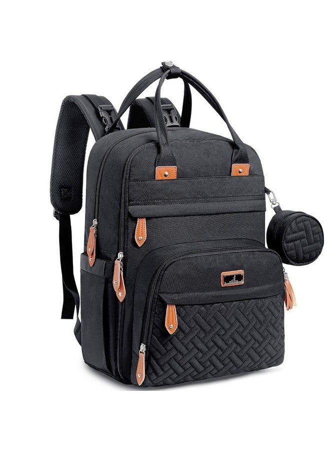 BabbleRoo Diaper Bag Backpack - Tote - Multi Function Waterproof Diaper Bag, Travel Essentials Baby Bag With Changing Pad, Stroller Straps & Pacifier Case - Unisex, Black - Image 1