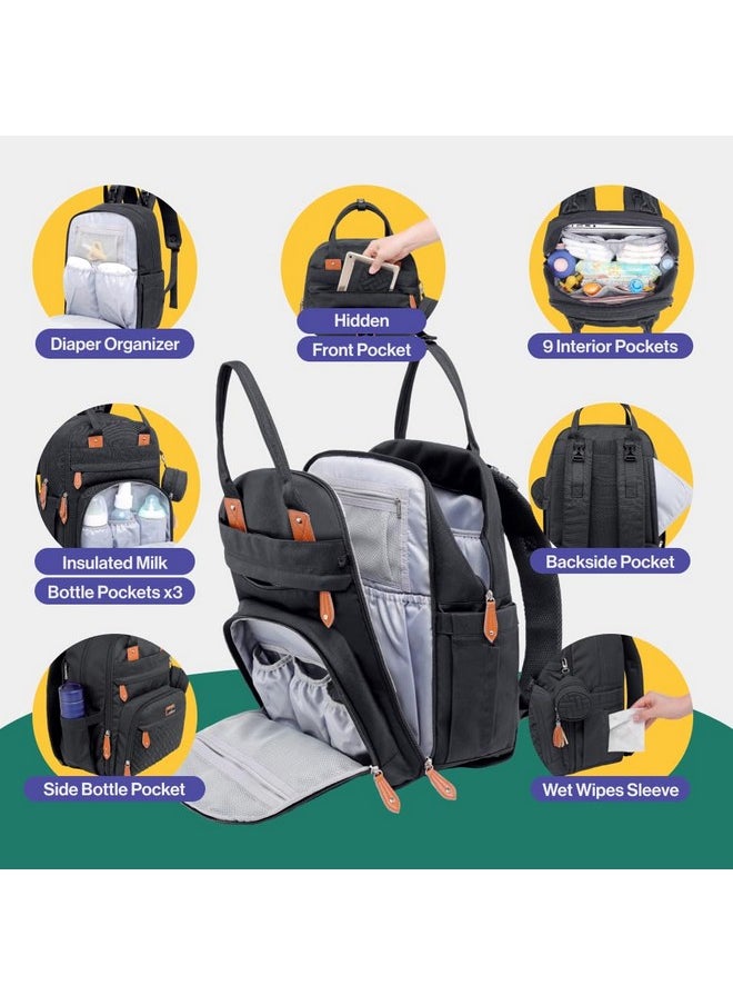 Diaper Bag Backpack - Tote - Multi Function Waterproof Diaper Bag, Travel Essentials Baby Bag With Changing Pad, Stroller Straps & Pacifier Case - Unisex, Black - pzsku/Z692FD9D05078C0525AE4Z/45/_/1735214623/76e13058-a374-4398-897f-cb648c42300e