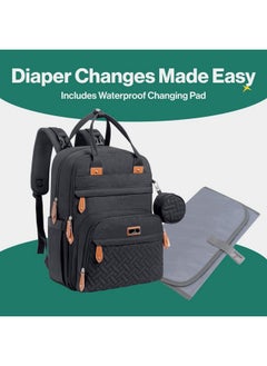 BabbleRoo Diaper Bag Backpack - Tote - Multi Function Waterproof Diaper Bag, Travel Essentials Baby Bag With Changing Pad, Stroller Straps & Pacifier Case - Unisex, Black  - Image 5