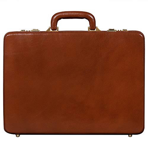 BRAND LEATHER Men's Briefcase (Tan Brown) - Image 5