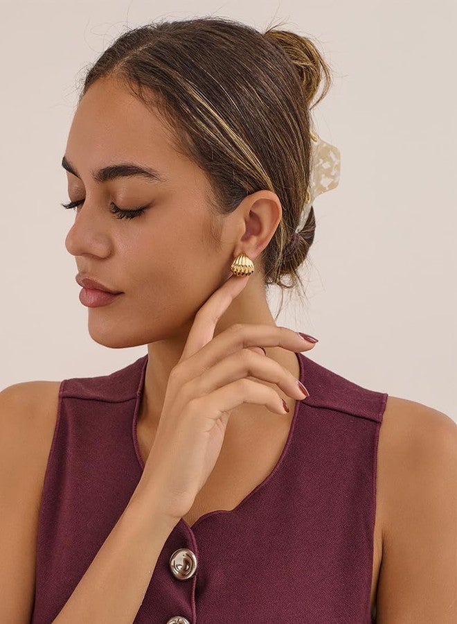 FAUTHENTICUTE Chunky Shell Hoop Earrings For Women Small Gold Textured Seashell Teardrop Statement Earrings Boho Chunky Jewelry Gift - Image 3