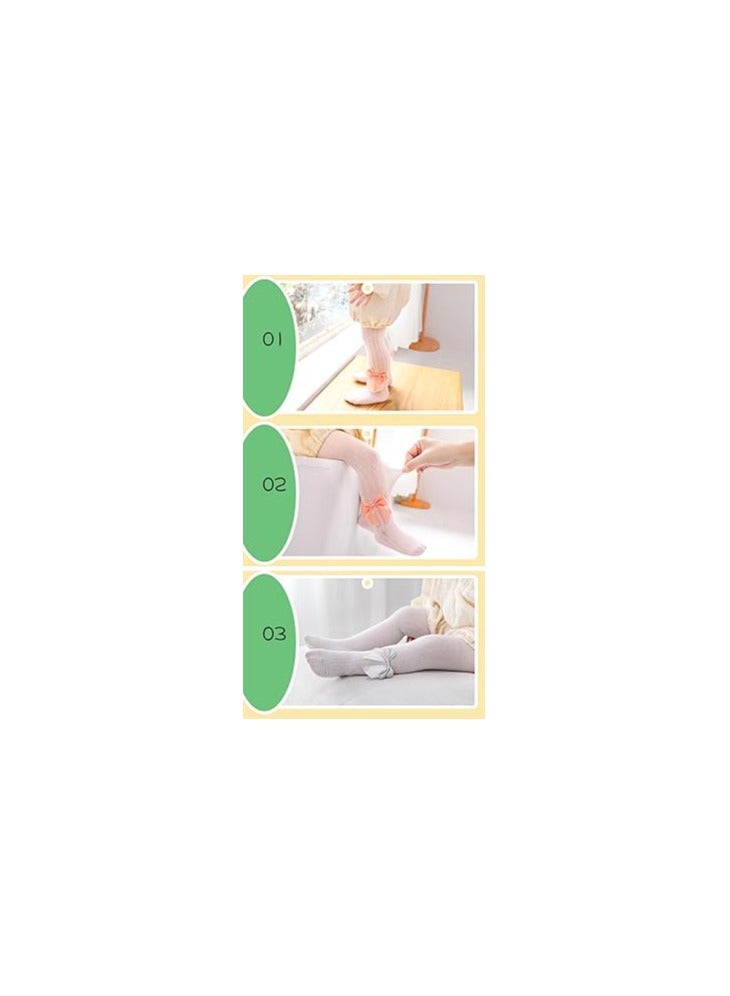 Charming Bowknot Baby Tights - 4 Pack Summer Sheer Cotton Blend Pantyhose for Toddlers, Elegant Mesh Lace Design, Breathable Hollowed Fabric, Stretchy Footed Leggings for Girls Aged 2-4 Years. - Image 5