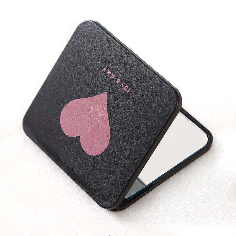 Leeonz Leeonz Premium Travel Makeup Vanity Mirror for Handbag Purse Pocket Magnifying Beauty Compact Mirror for Girls and Women Portable Handheld 2Sided Folding Cosmetic Mirror Heart Pattern - Image 4