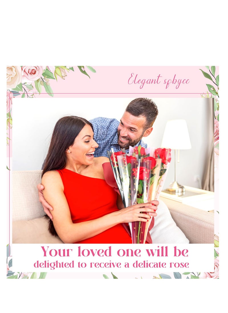 SYOSI 300 Pcs Single Rose Sleeve,  Single Floral Packaging Bag, Rose Wraps Bouquet Bags, Plastic Waterproof Flower Sleeves for Mother's Day Wedding Valentine's Day Engagement Gifts, 6 Colors  - Image 3