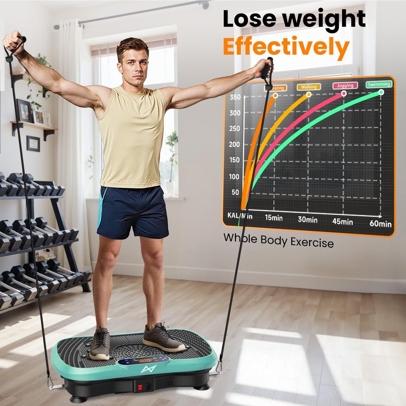AXV Vibration Plate Fitness Platform Exercise Machine Vibrating Shaking Full Body Shaker Workout Vibrate Stand Shake Board Sport Gym for Weight Loss Fat Burner for Women Men - Image 4