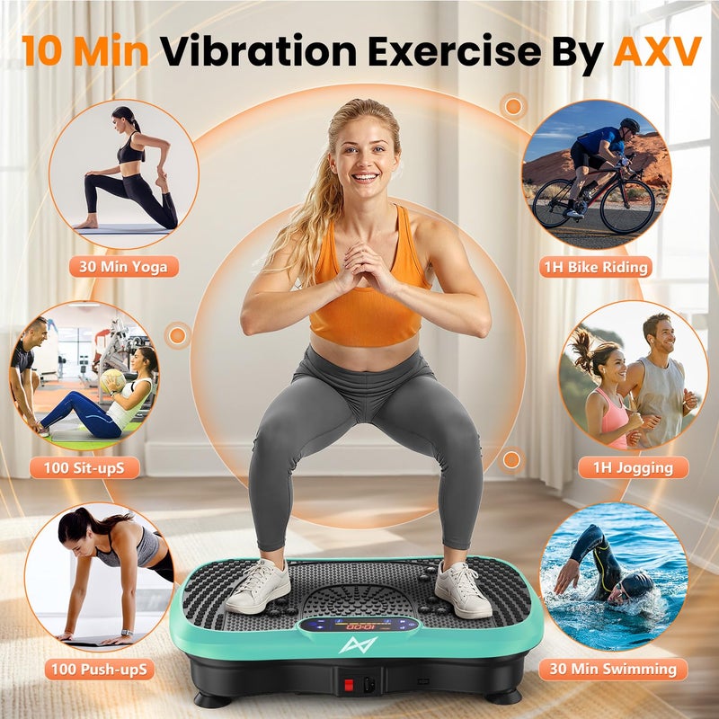 AXV Vibration Plate Fitness Platform Exercise Machine Vibrating Shaking Full Body Shaker Workout Vibrate Stand Shake Board Sport Gym for Weight Loss Fat Burner for Women Men - Image 2