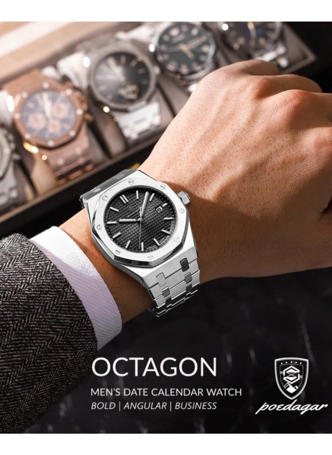 POEDAGAR POEDAGAR Waterproof Luminous Men's Watch Quartz，Men's Wrist Watches  - Image 5