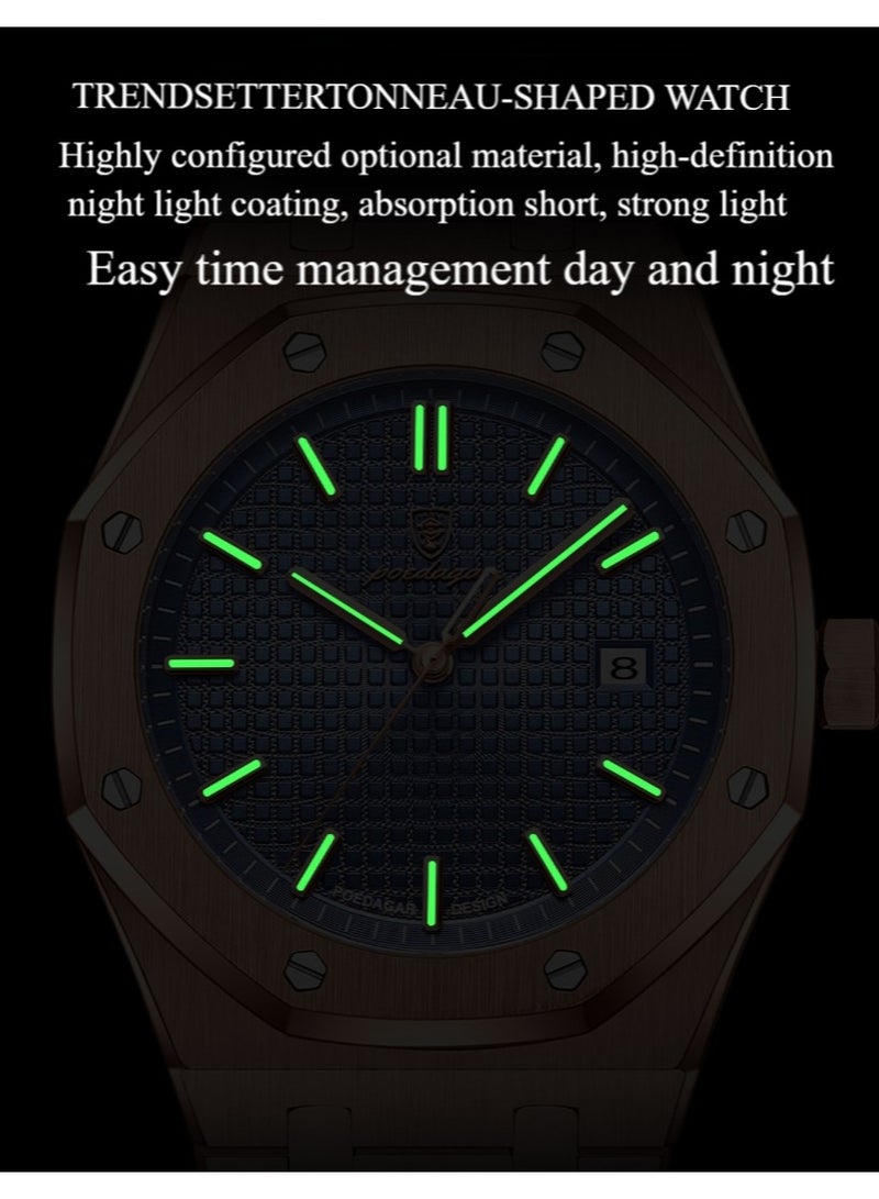 پوداجار ساعة  مضيئة مقاومة للماء للرجال كوارتز، ساعات يد رجالية - Image 4