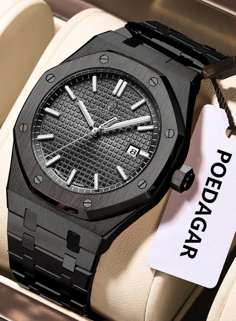 پوداجار ساعة  مضيئة مقاومة للماء للرجال كوارتز، ساعات يد رجالية - Image 1